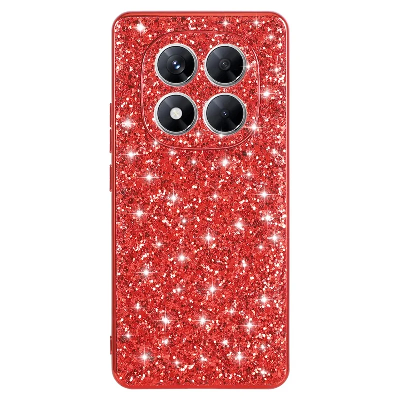 For Xiaomi Redmi Note 14 Pro 4G Case TPU + PC Sparkling Glitter Phone Back Cover - Red
