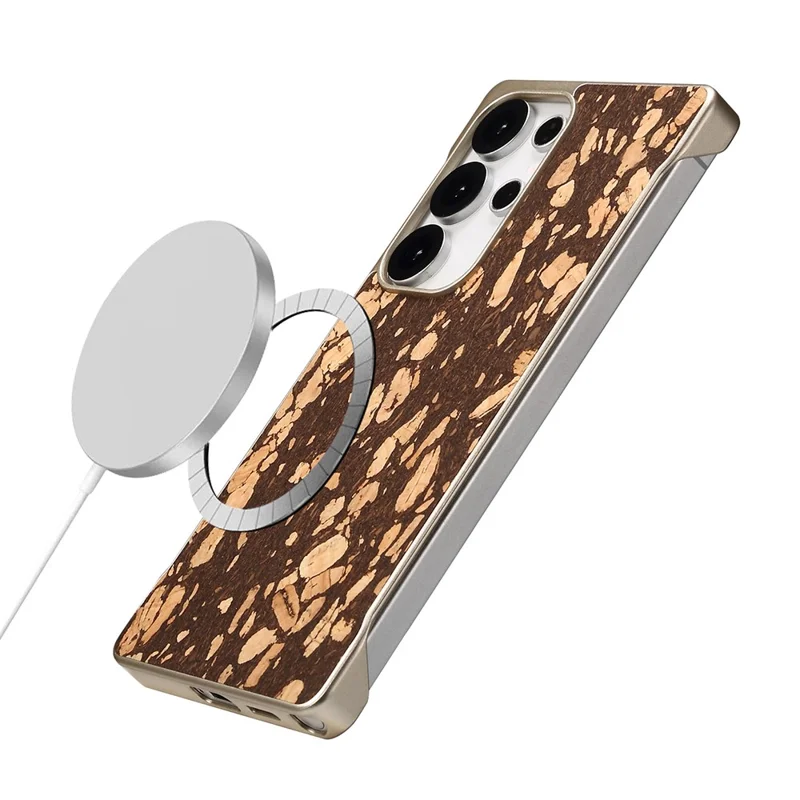 For Samsung Galaxy S25 Ultra Phone Magnetic Case Embossed Pattern PC Mobile Cover - Granule Black