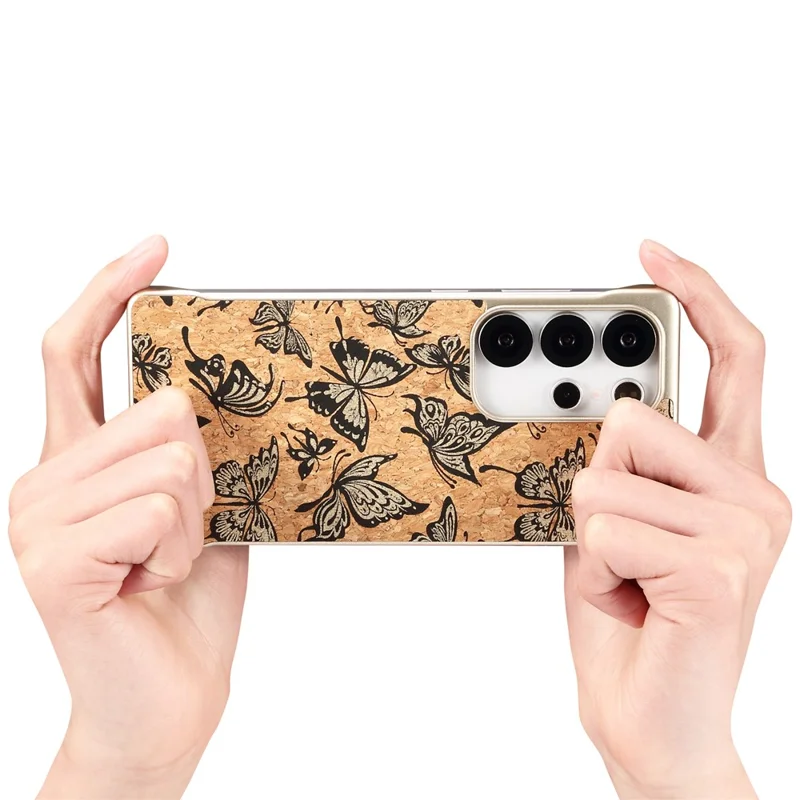 For Samsung Galaxy S25 Ultra Phone Magnetic Case Embossed Pattern PC Mobile Cover - Gold Butterfly