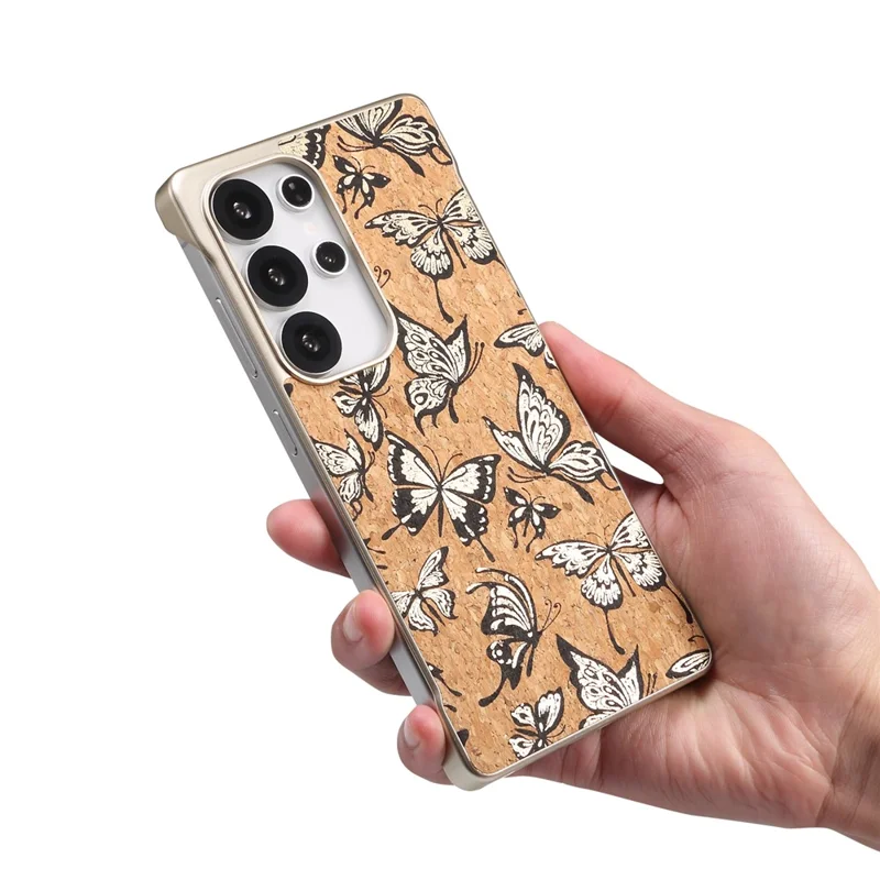 For Samsung Galaxy S25 Ultra Phone Magnetic Case Embossed Pattern PC Mobile Cover - Gold Butterfly