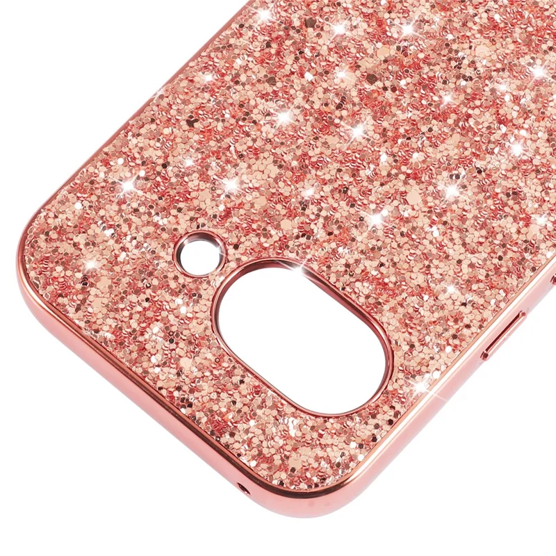 For Google Pixel 9a Case TPU + PC Sparkling Glitter Phone Back Cover - Rose Gold