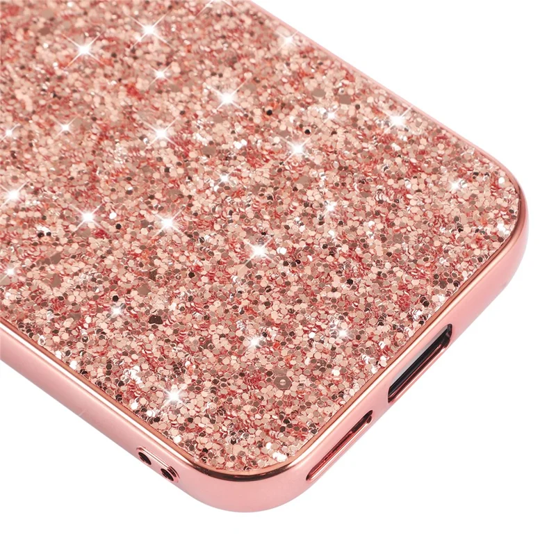 For Google Pixel 9a Case TPU + PC Sparkling Glitter Phone Back Cover - Rose Gold