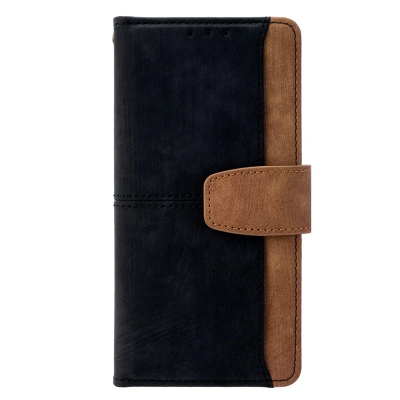For iPhone 16e Hoesje met RFID-blokkering Kleurcombinatie PU Leer Wallet Telefoonhoes - Zwart