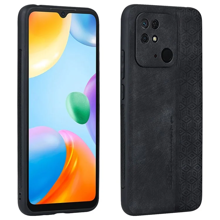 AZNS Für Xiaomi Redmi 10C 4G Rutschfeste Seitentelefon-Case mit bedrucktem Muster, PU-Leder beschichtetem TPU, kratzfeste Rückabdeckung - Schwarz