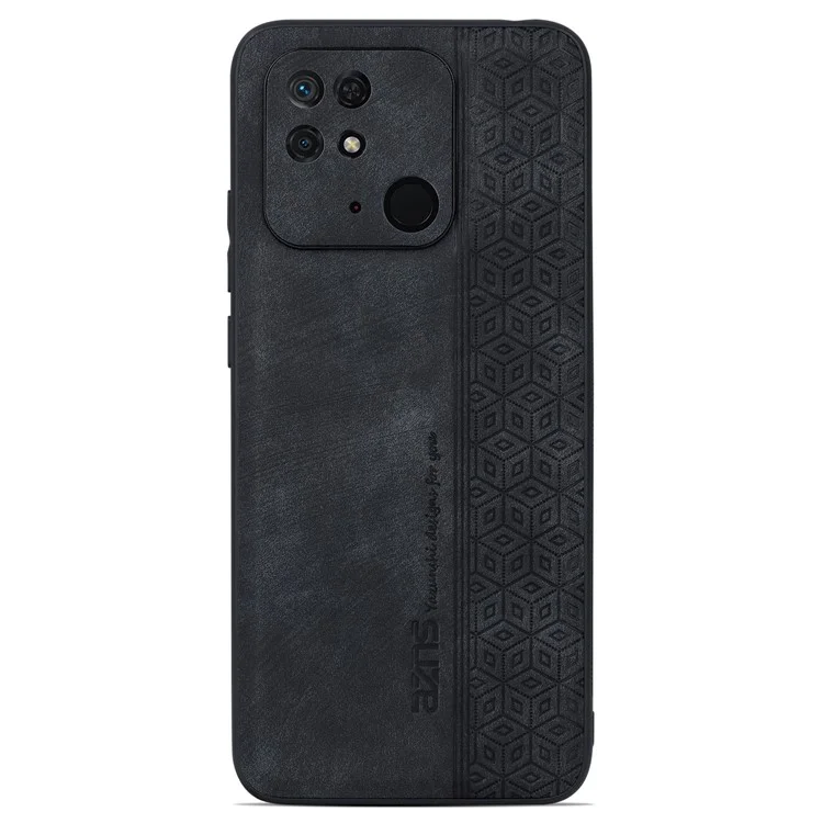 AZNS Para Xiaomi Redmi 10C 4G Anti-slip Side Patrón Impreso PU PU Cuero Recubierto TPU Contra el Trasero Anti-scratch - Negro