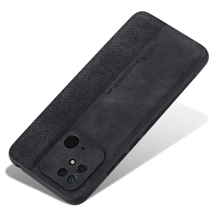 AZNS Para Xiaomi Redmi 10C 4G Anti-slip Side Patrón Impreso PU PU Cuero Recubierto TPU Contra el Trasero Anti-scratch - Negro