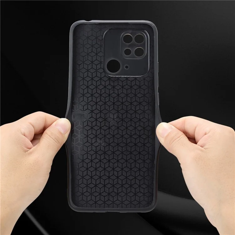 AZNS Para Xiaomi Redmi 10C 4G Anti-slip Side Patrón Impreso PU PU Cuero Recubierto TPU Contra el Trasero Anti-scratch - Negro