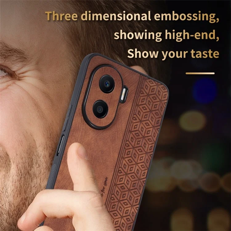 AZNS Impresso Pattern Phone Case Para Honra X40i 5g, Cobertura de Proteção à Prova de Choque TPU Revestida Com Couro Pu, PU - Castanho