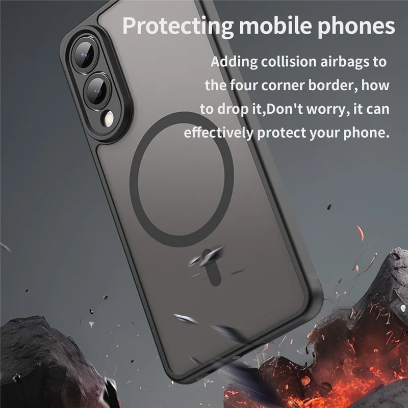 For Samsung Galaxy S25 Edge Magnetic Case Anti Drop PC + TPU Phone Cover - Black