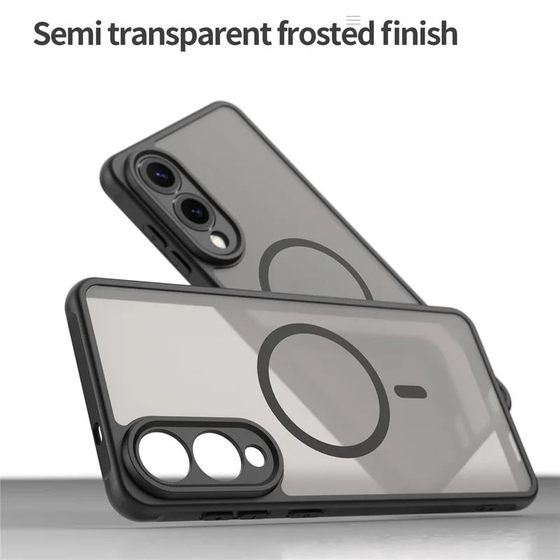 For Samsung Galaxy S25 Edge Magnetic Case Anti Drop PC + TPU Phone Cover - Black