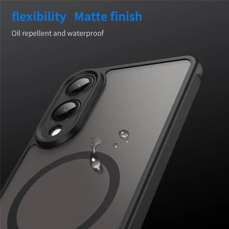 For Samsung Galaxy S25 Edge Magnetic Case Anti Drop PC + TPU Phone Cover - Black