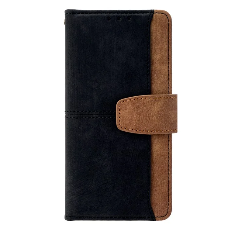 For TECNO Spark 30 4G Case RFID Blocking Color Splicing PU Leather Wallet Phone Cover - Black