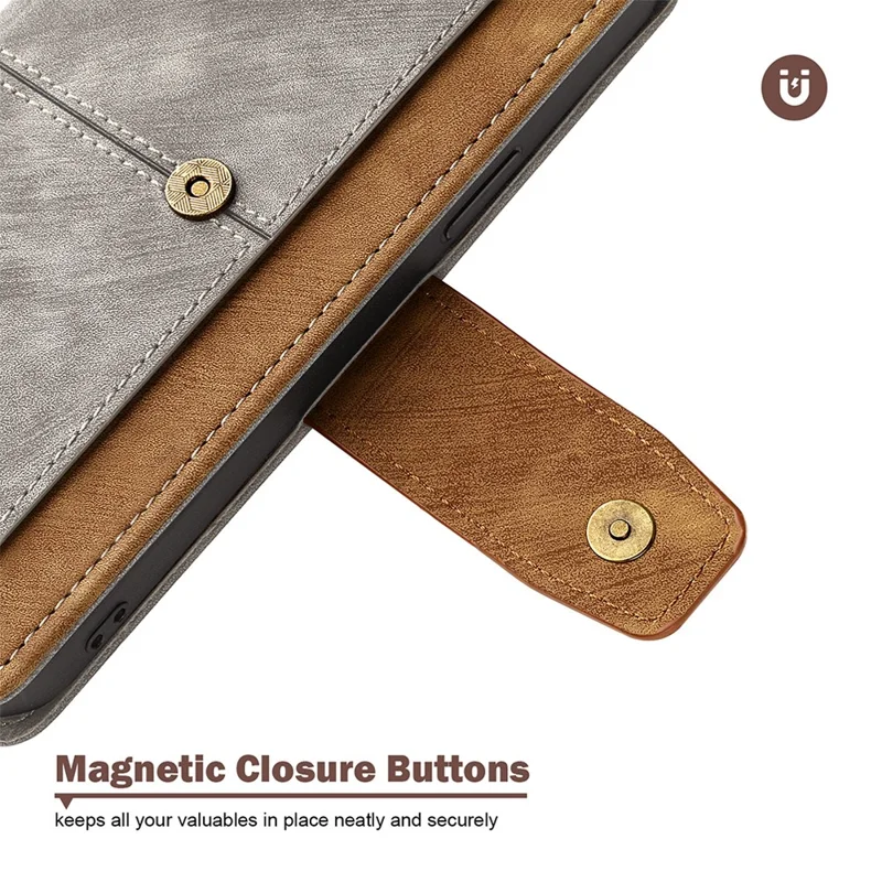 For TECNO Spark 30 4G Case RFID Blocking Color Splicing PU Leather Wallet Phone Cover - Grey