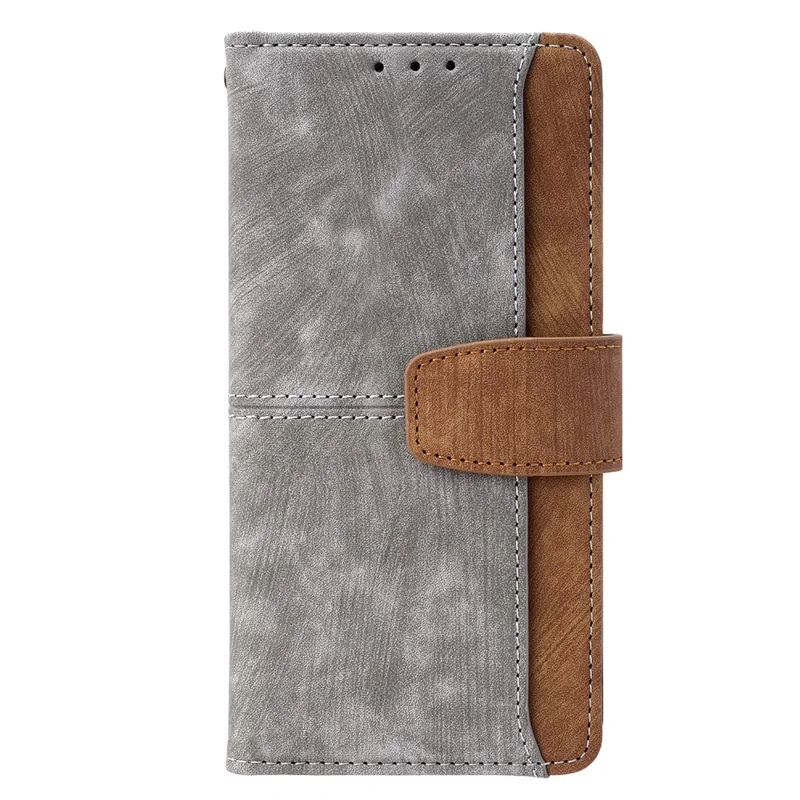 For TECNO Spark 30 4G Case RFID Blocking Color Splicing PU Leather Wallet Phone Cover - Grey