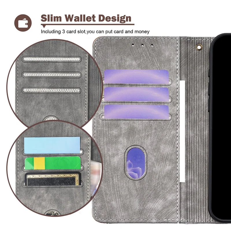For TECNO Spark 30 4G Case RFID Blocking Color Splicing PU Leather Wallet Phone Cover - Grey