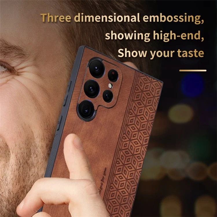 AZNS Para Samsung Galaxy S22 Ultra 5G Patrón Impreso PU Leather + TPU Case de Teléfono Celular a Prueba de Gota Cubierta Protectora - Marrón