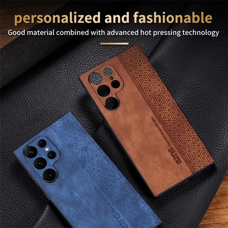 AZNS Para Samsung Galaxy S22 Ultra 5G Patrón Impreso PU Leather + TPU Case de Teléfono Celular a Prueba de Gota Cubierta Protectora - Marrón