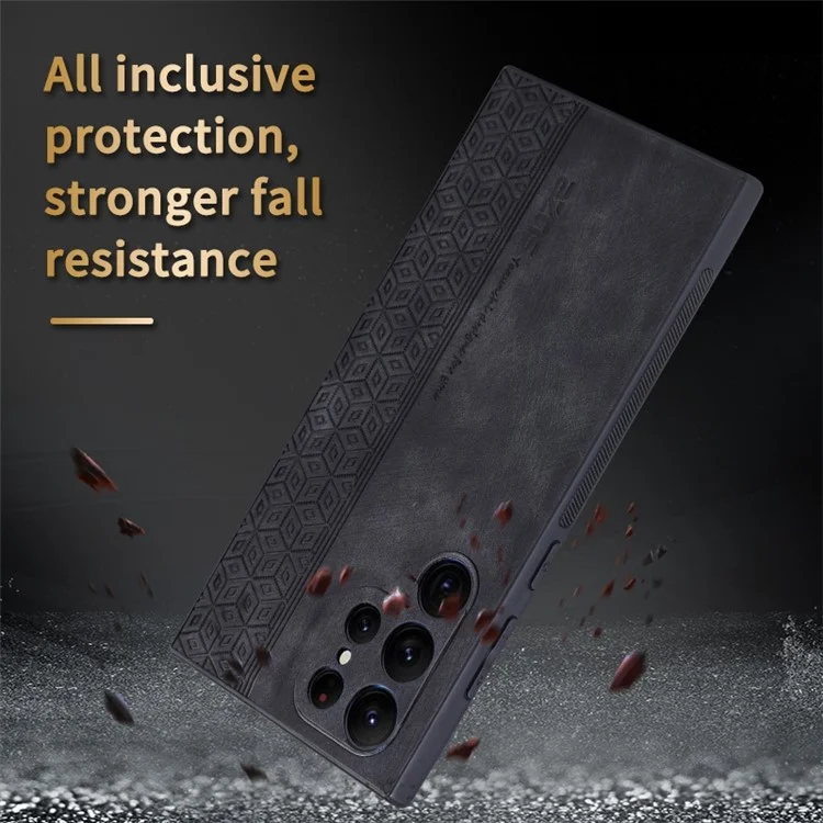 AZNS Para Samsung Galaxy S22 Ultra 5G Patrón Impreso PU Leather + TPU Case de Teléfono Celular a Prueba de Gota Cubierta Protectora - Marrón