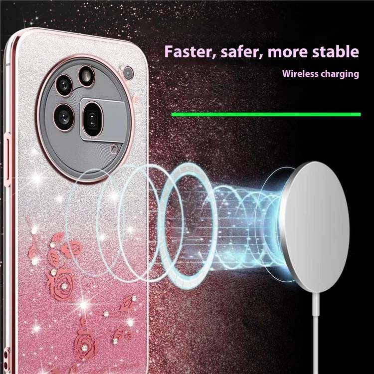 KADEM Funda para Nothing Phone (3a) Pro Flor TPU Flexible Degradado Funda de Teléfono - Oro Rosa