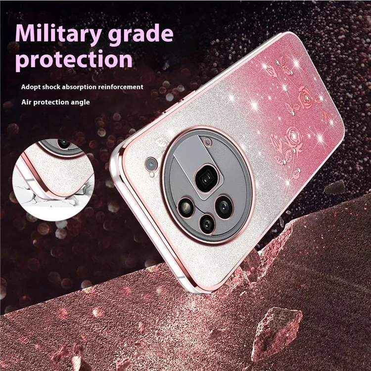 KADEM Funda para Nothing Phone (3a) Pro Flor TPU Flexible Degradado Funda de Teléfono - Oro Rosa