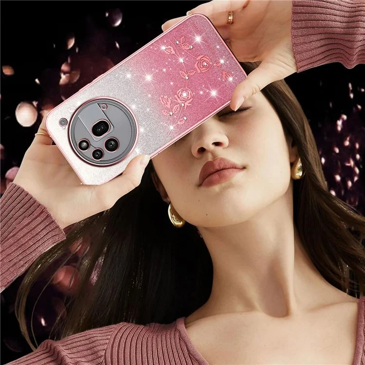 KADEM Funda para Nothing Phone (3a) Pro Flor TPU Flexible Degradado Funda de Teléfono - Oro Rosa