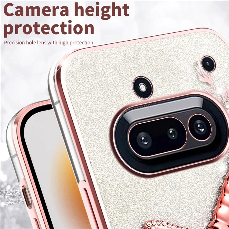 KADEM For Nothing Phone (3a) Case Dragonfly Kickstand TPU Flowers Glitter Phone Cover - Pink