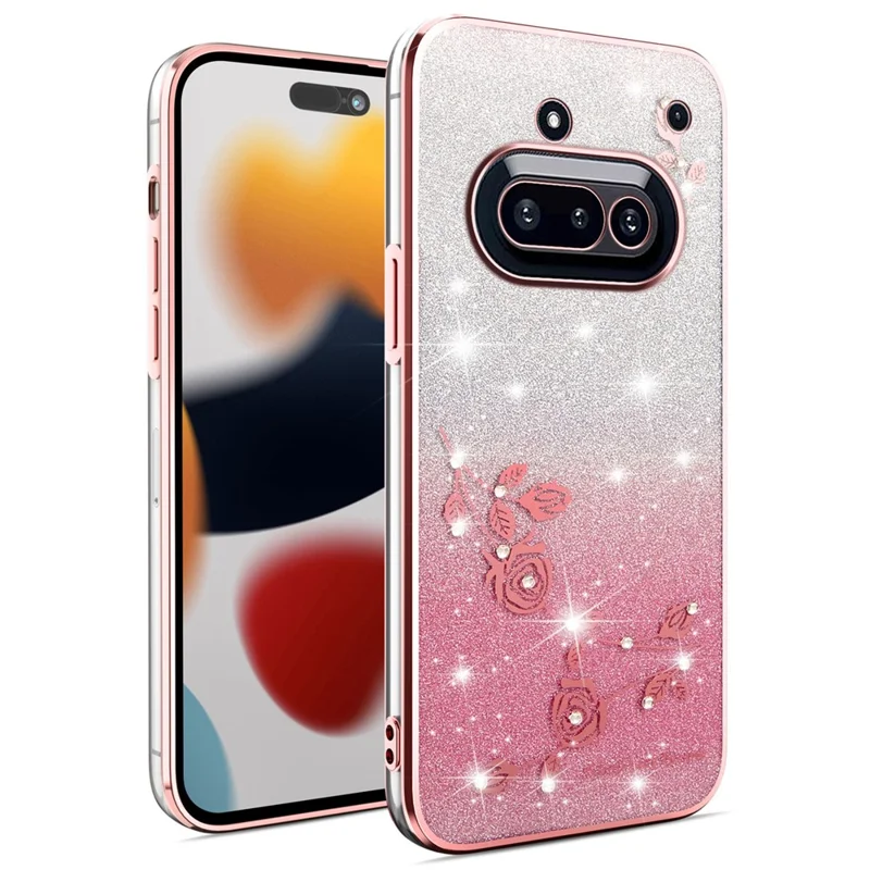 KADEM For Nothing Phone (3a) Case Flower TPU Flexible Gradient Phone Cover - Rose Gold