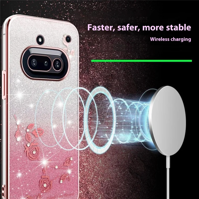 KADEM For Nothing Phone (3a) Case Flower TPU Flexible Gradient Phone Cover - Rose Gold
