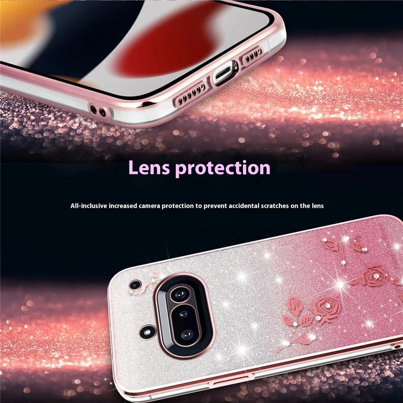 KADEM For Nothing Phone (3a) Case Flower TPU Flexible Gradient Phone Cover - Rose Gold