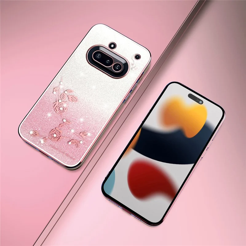 KADEM For Nothing Phone (3a) Case Flower TPU Flexible Gradient Phone Cover - Rose Gold