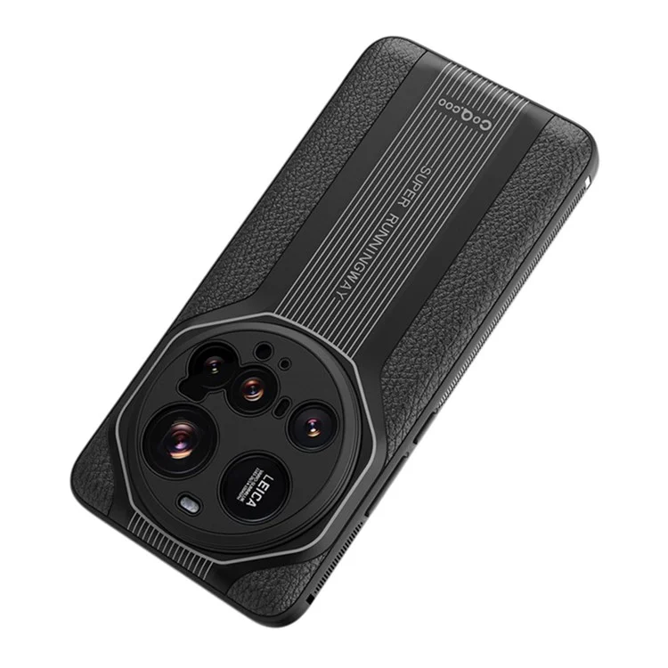 Q.COO Série Super Running 2 para Capa de Xiaomi 15 Ultra PU + TPU + Capa Traseira de Acrílico - Preto