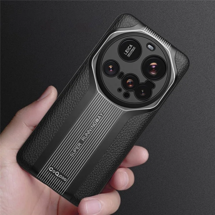 Q.COO Série Super Running 2 para Capa de Xiaomi 15 Ultra PU + TPU + Capa Traseira de Acrílico - Preto
