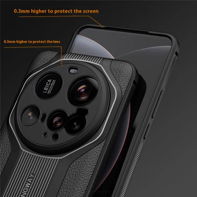 Q.COO Série Super Running 2 para Capa de Xiaomi 15 Ultra PU + TPU + Capa Traseira de Acrílico - Preto