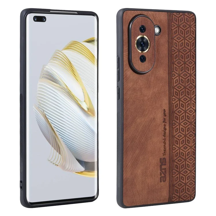 Couvercle TPU Enduit en Cuir AZNS Pour Huawei Nova 10 Pro 4G, Motif Imprimé Anti-slip Côté Bord du Bord Scratch Case de Téléphone - Brun
