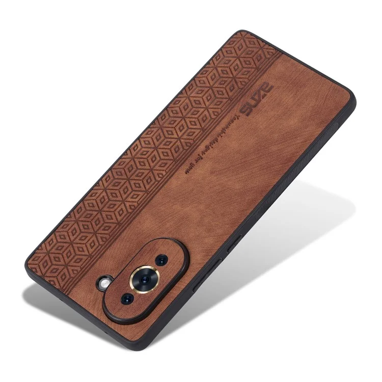 Couvercle TPU Enduit en Cuir AZNS Pour Huawei Nova 10 Pro 4G, Motif Imprimé Anti-slip Côté Bord du Bord Scratch Case de Téléphone - Brun