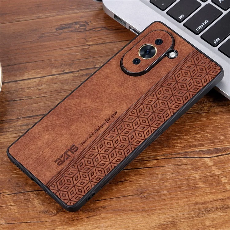 Couvercle TPU Enduit en Cuir AZNS Pour Huawei Nova 10 Pro 4G, Motif Imprimé Anti-slip Côté Bord du Bord Scratch Case de Téléphone - Brun