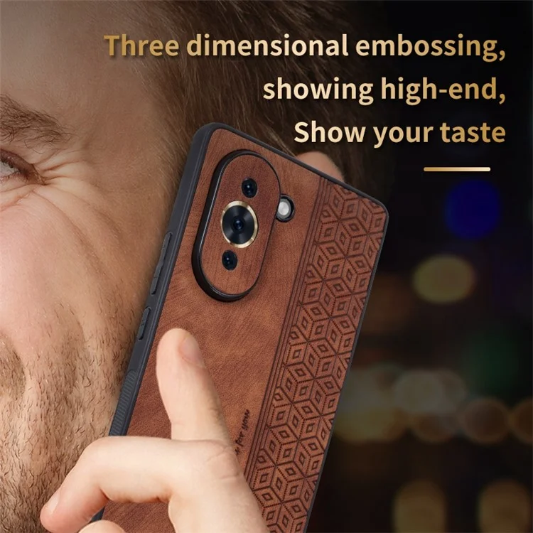 Couvercle TPU Enduit en Cuir AZNS Pour Huawei Nova 10 Pro 4G, Motif Imprimé Anti-slip Côté Bord du Bord Scratch Case de Téléphone - Brun