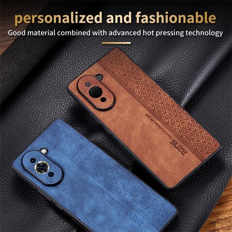 Couvercle TPU Enduit en Cuir AZNS Pour Huawei Nova 10 Pro 4G, Motif Imprimé Anti-slip Côté Bord du Bord Scratch Case de Téléphone - Brun