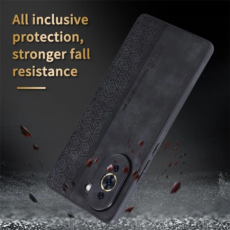 Couvercle TPU Enduit en Cuir AZNS Pour Huawei Nova 10 Pro 4G, Motif Imprimé Anti-slip Côté Bord du Bord Scratch Case de Téléphone - Brun
