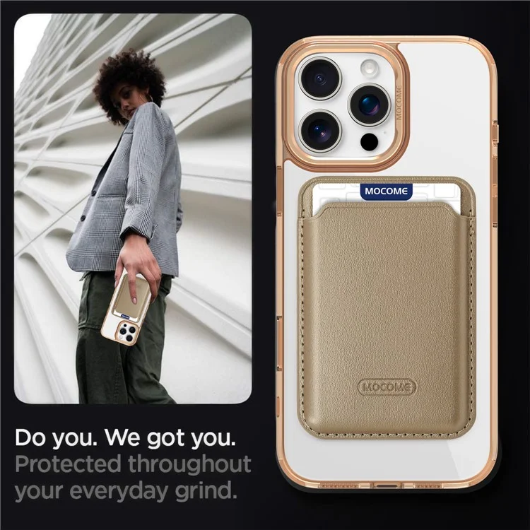 Étui Magnétique pour iPhone 16 Pro Max Compatible avec MagSafe TPU + PC avec Pochette pour Carte - Or Désert