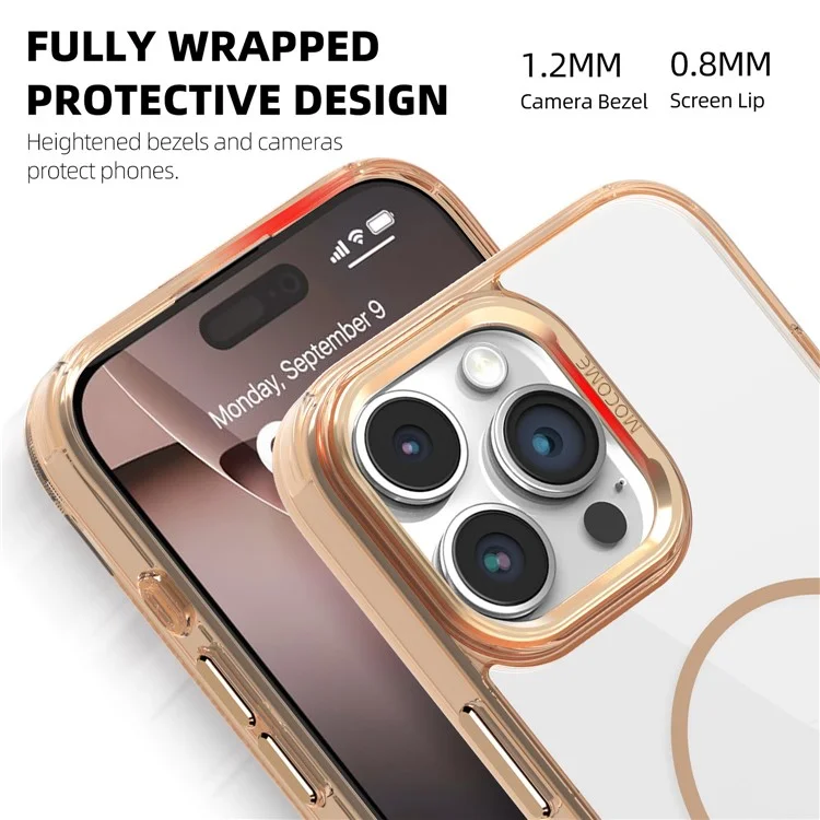Étui Magnétique pour iPhone 16 Pro Max Compatible avec MagSafe TPU + PC avec Pochette pour Carte - Or Désert