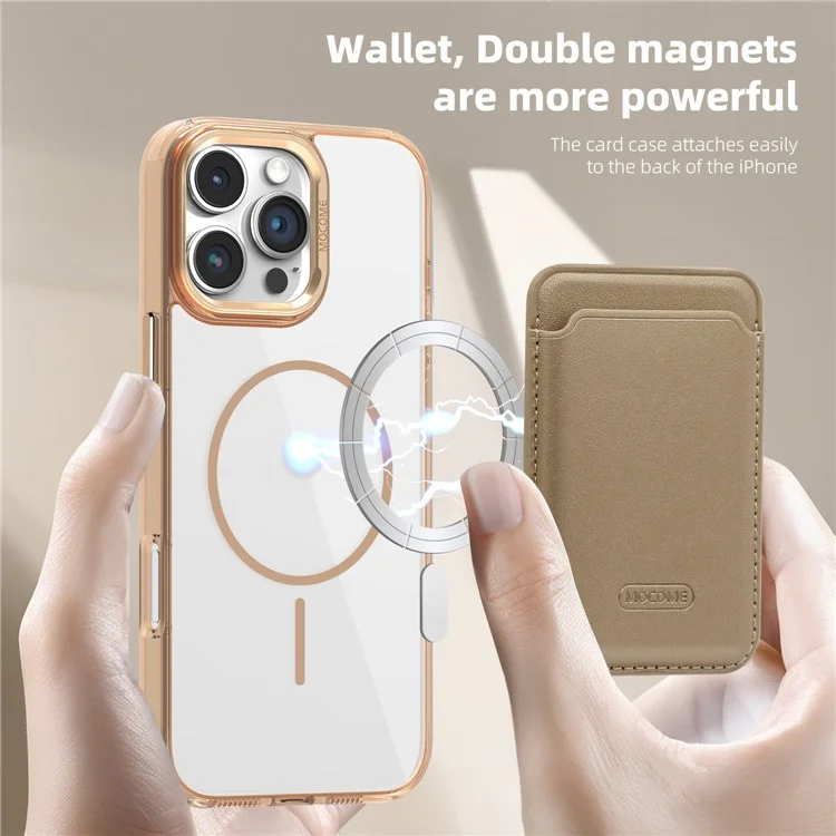 Étui Magnétique pour iPhone 16 Pro Max Compatible avec MagSafe TPU + PC avec Pochette pour Carte - Or Désert
