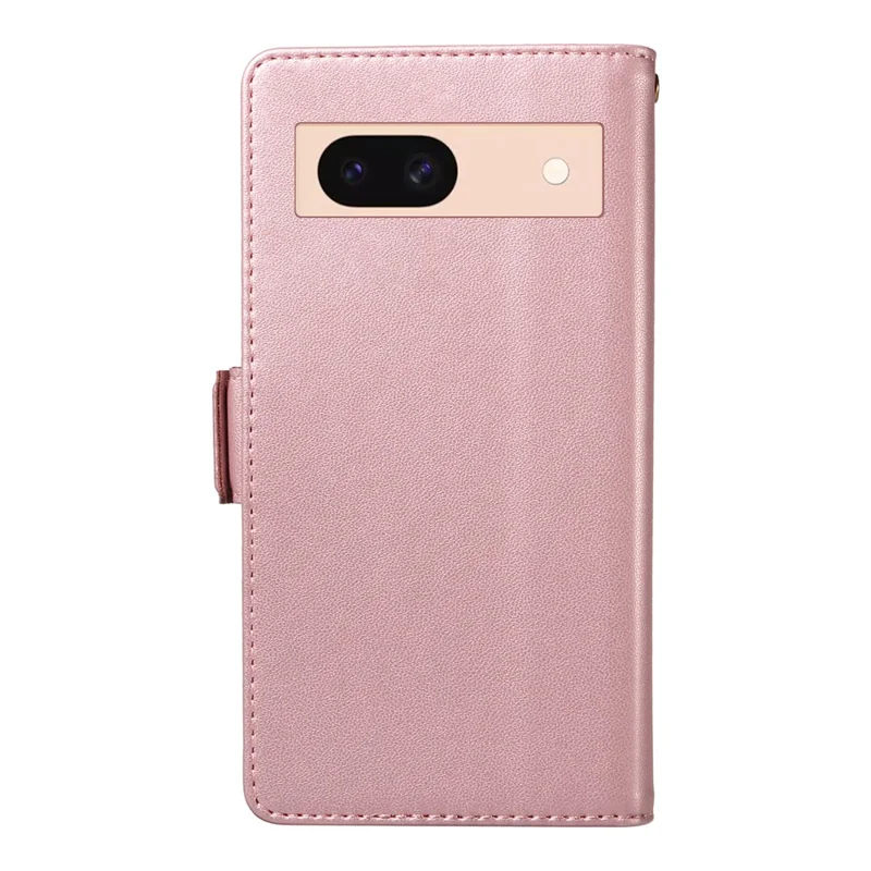 Cover per Google Pixel 8a con Porta Carte e Supporto in Pelle PU Flip - Oro Rosa