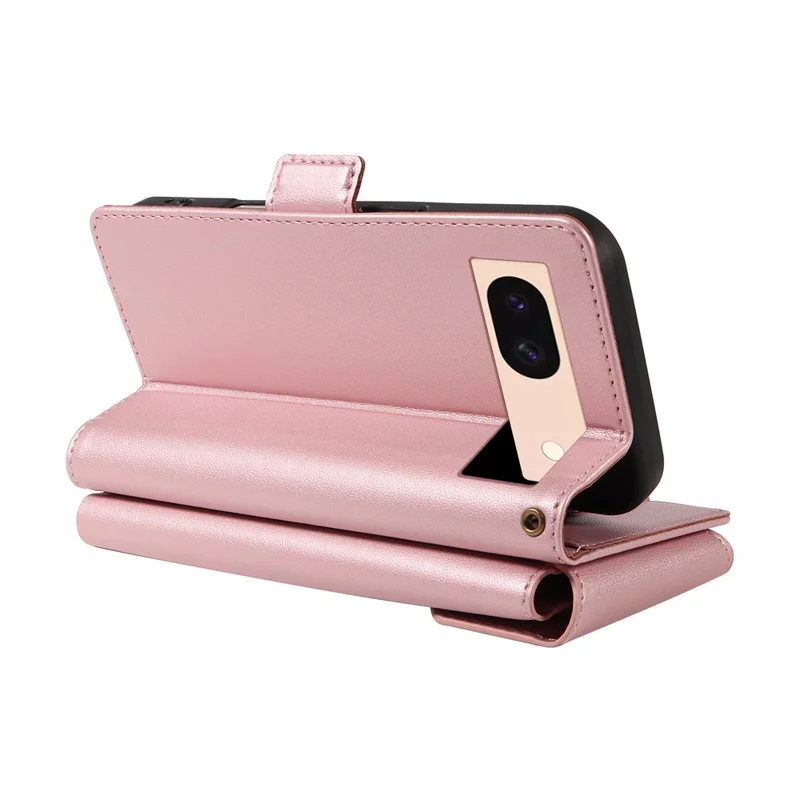 Cover per Google Pixel 8a con Porta Carte e Supporto in Pelle PU Flip - Oro Rosa