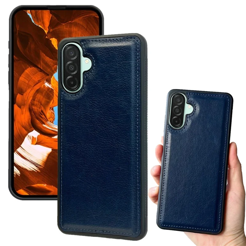 For Samsung Galaxy A26 5G / A17 5G / 4G Case Calf Texture PU Leather Anti Fingerprint Back Phone Cover - Blue