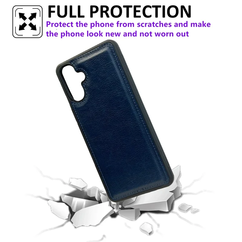 For Samsung Galaxy A26 5G / A17 5G / 4G Case Calf Texture PU Leather Anti Fingerprint Back Phone Cover - Blue