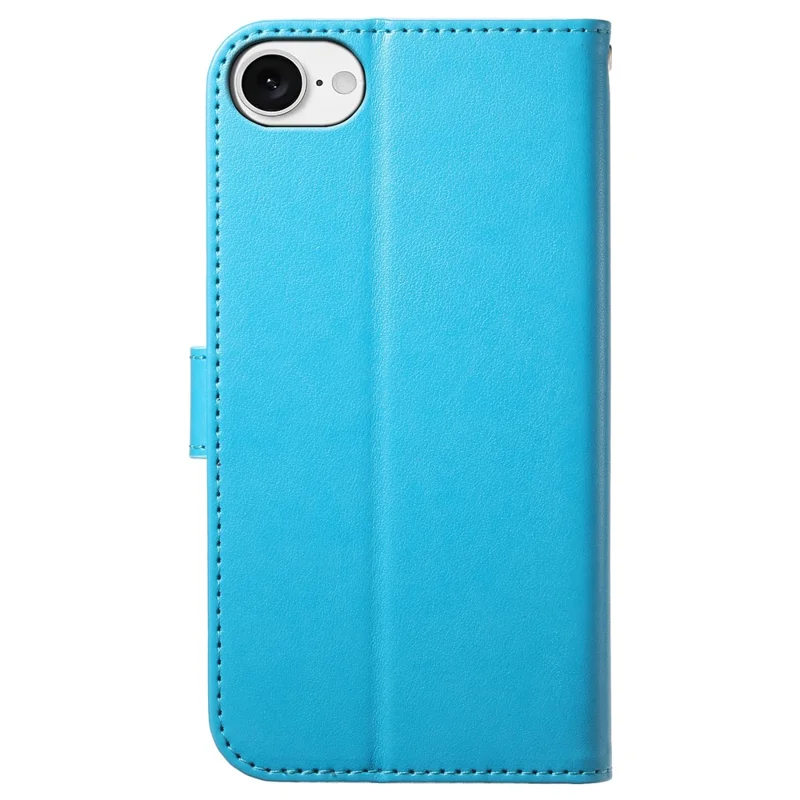 For iPhone 17e / 16e Wallet Phone Case with 8 Card Slot Stand PU Leather Folio Flip Cover - Sky Blue