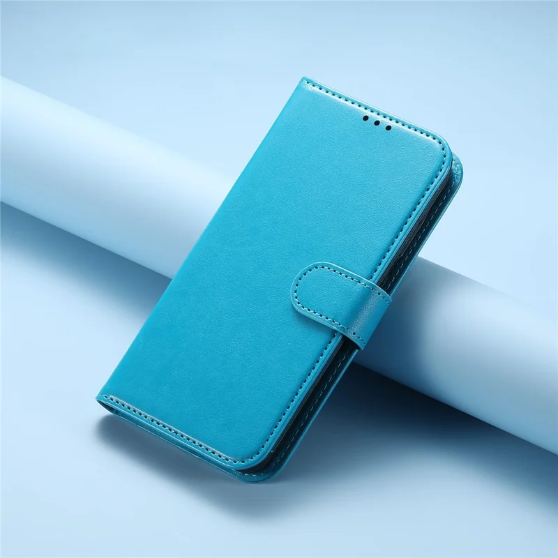 For iPhone 17e / 16e Wallet Phone Case with 8 Card Slot Stand PU Leather Folio Flip Cover - Sky Blue