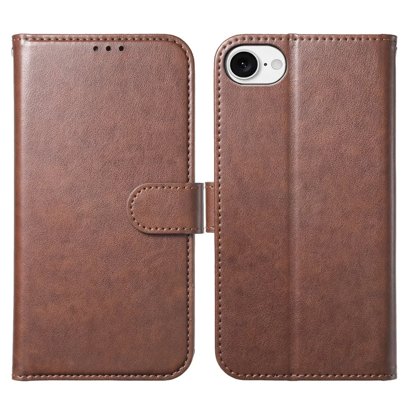 For iPhone 17e / 16e Wallet Phone Case with 8 Card Slot Stand PU Leather Folio Flip Cover - Coffee