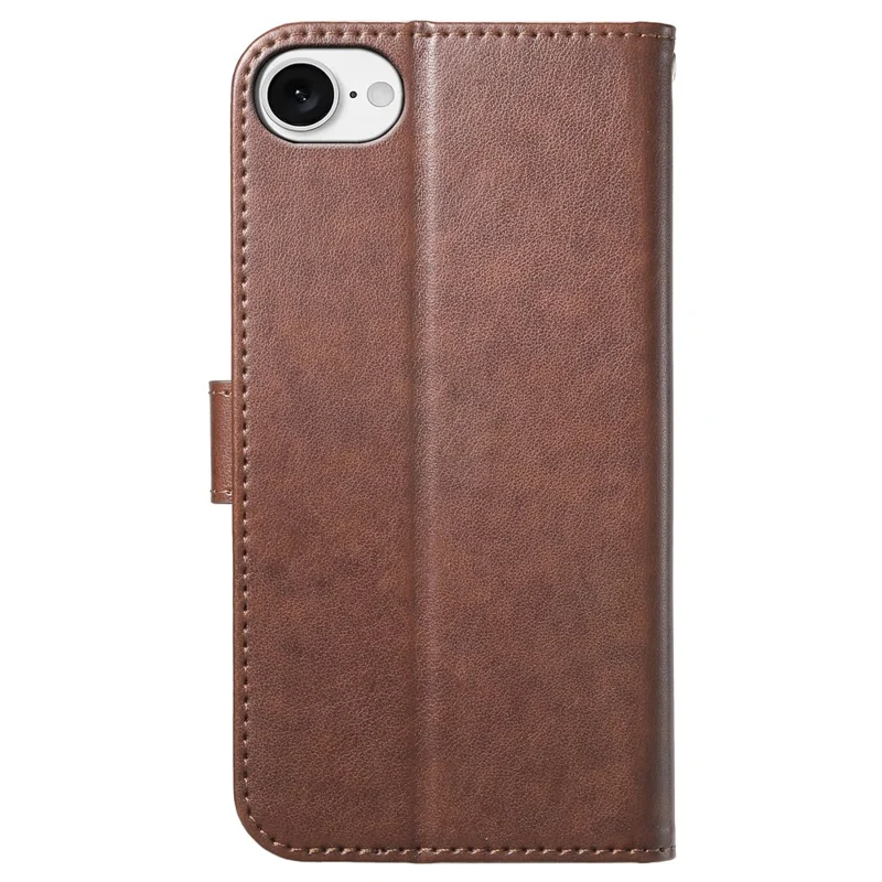 For iPhone 17e / 16e Wallet Phone Case with 8 Card Slot Stand PU Leather Folio Flip Cover - Coffee